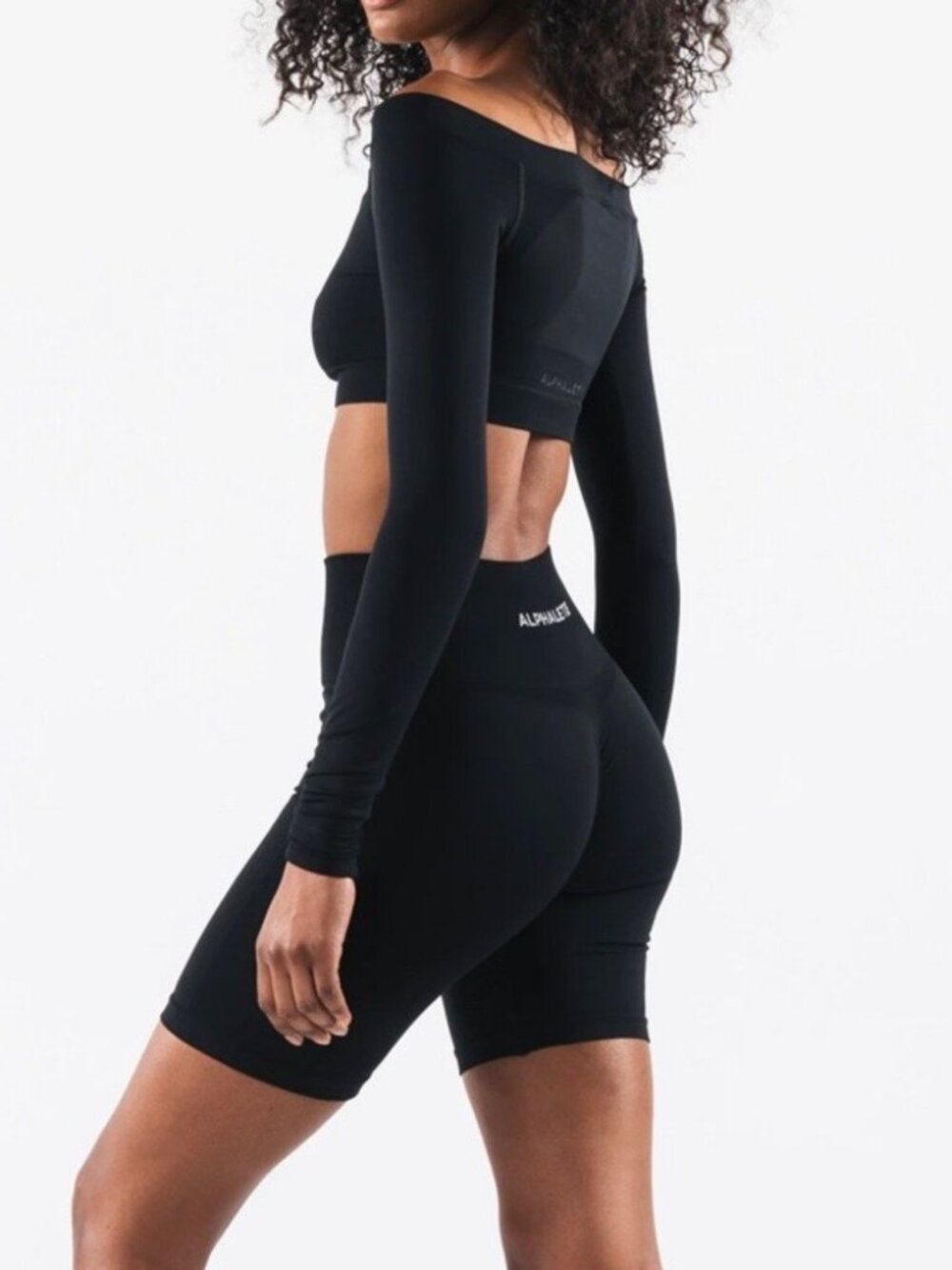 NWT Alphalete Amplify Halley Long Sleeve Crop Top Black XS